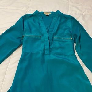 Belted Arden B Aqua button Long Tunic, size Small